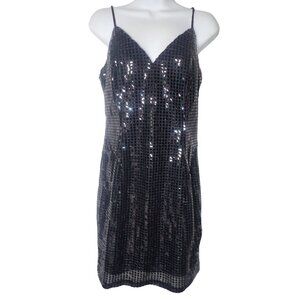 Fredricks of Hollywood Black Sequined Spaghetti‎ Strap Mini Dress 7/8